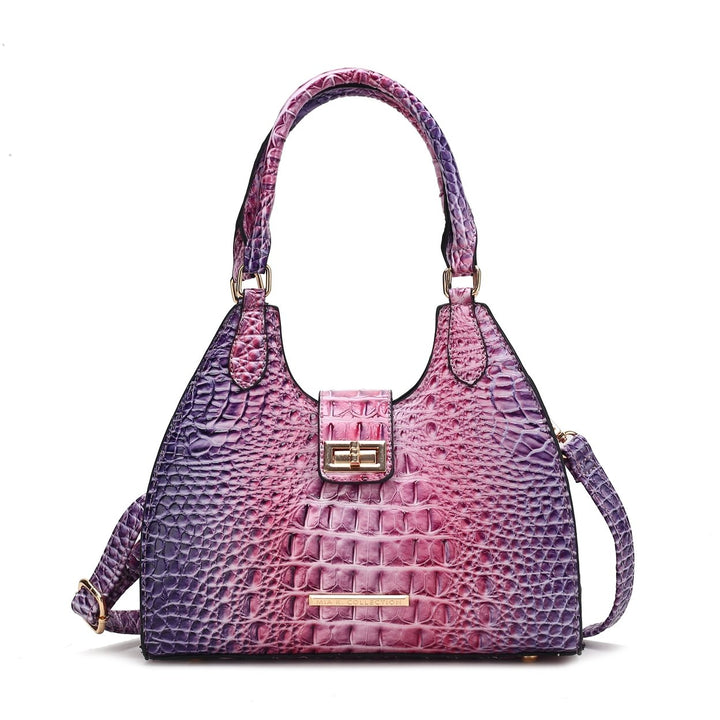 MKFCollection Ava Gradient Croc Tote Bag - Vegan Leather Designer Handbag Image 9