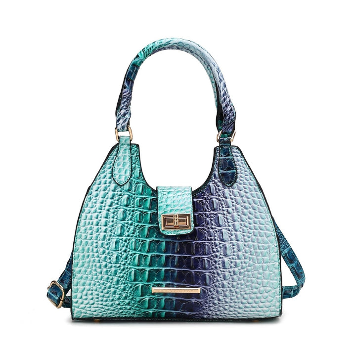 MKFCollection Ava Gradient Croc Tote Bag - Vegan Leather Designer Handbag Image 10