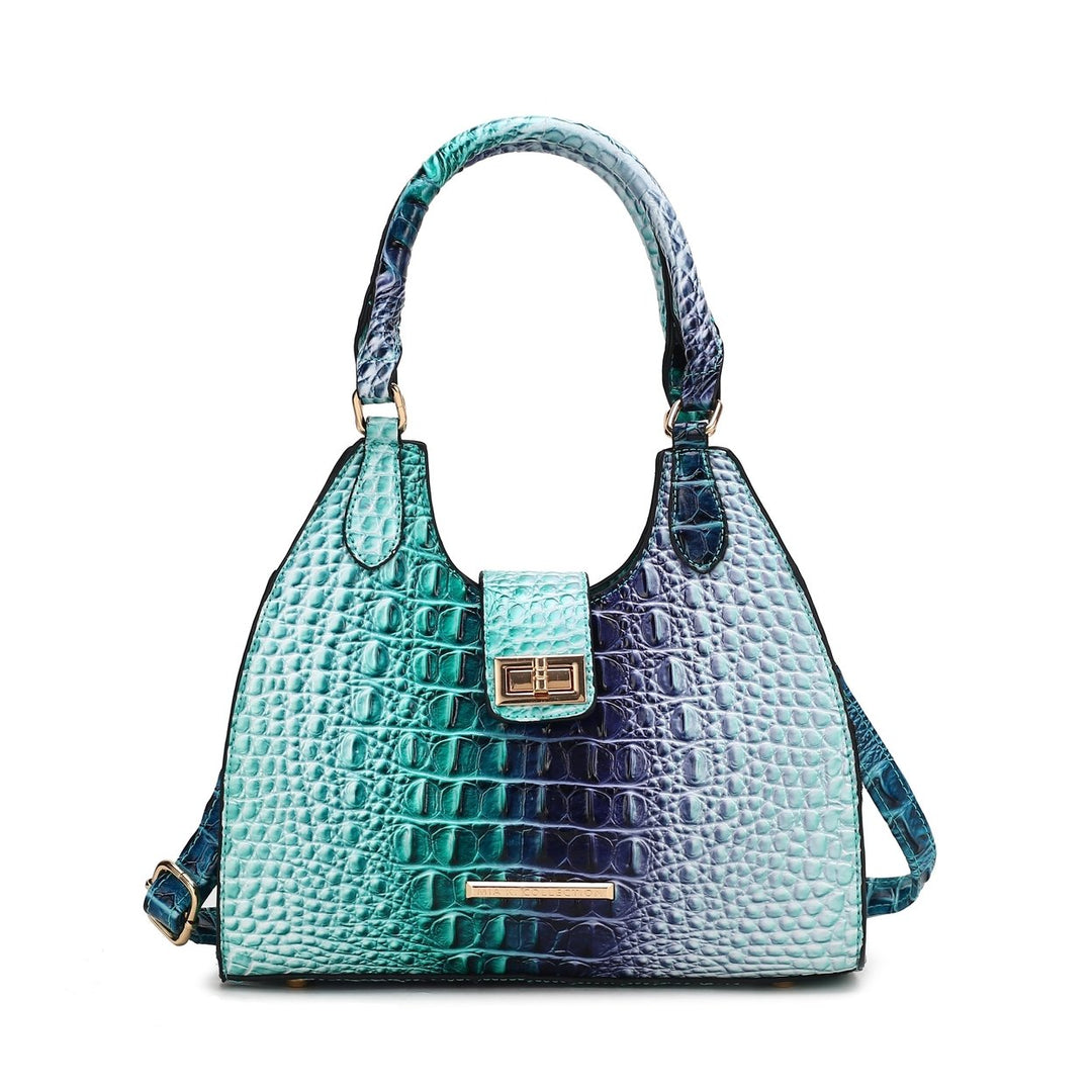 MKFCollection Ava Gradient Croc Tote Bag - Vegan Leather Designer Handbag Image 1