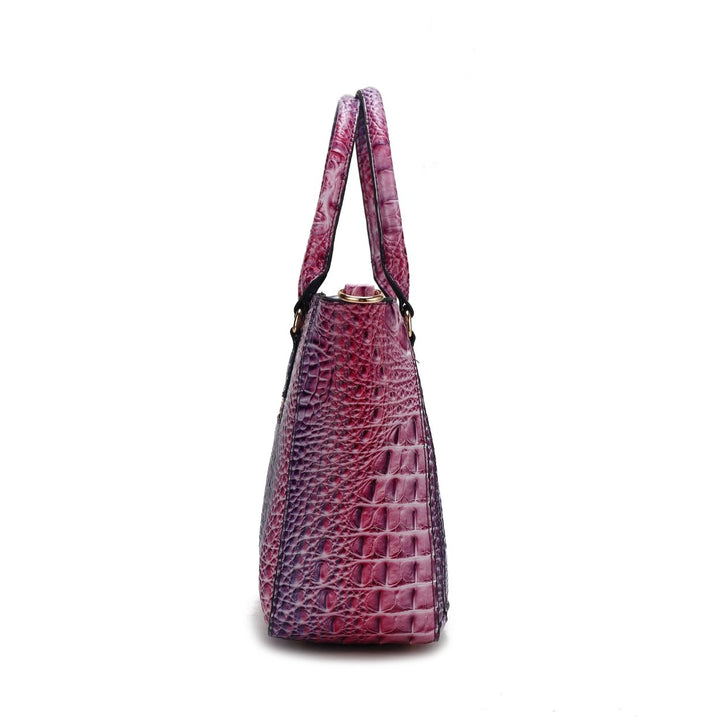 MKFCollection Bonnie Gradient Croc Shoulder Bag and Set - Vegan Leather Designer Image 4