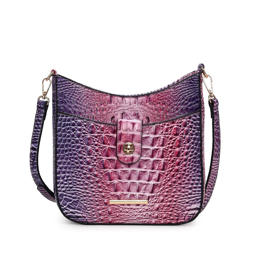 MKFCollection Giovana Gradient Croc Crossbody Bag - Vegan Leather Designer Image 1