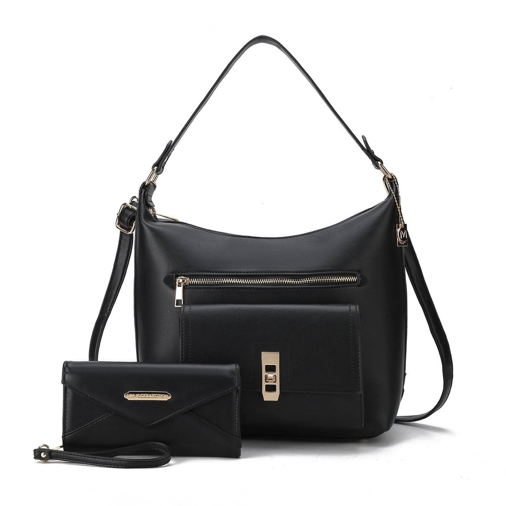 MKFCollection Clara Shoulder Bag and Set - Vegan Leather Designer Handbag Image 2