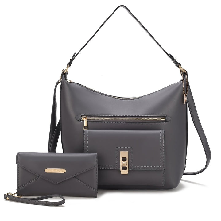 MKFCollection Clara Shoulder Bag and Set - Vegan Leather Designer Handbag Image 4