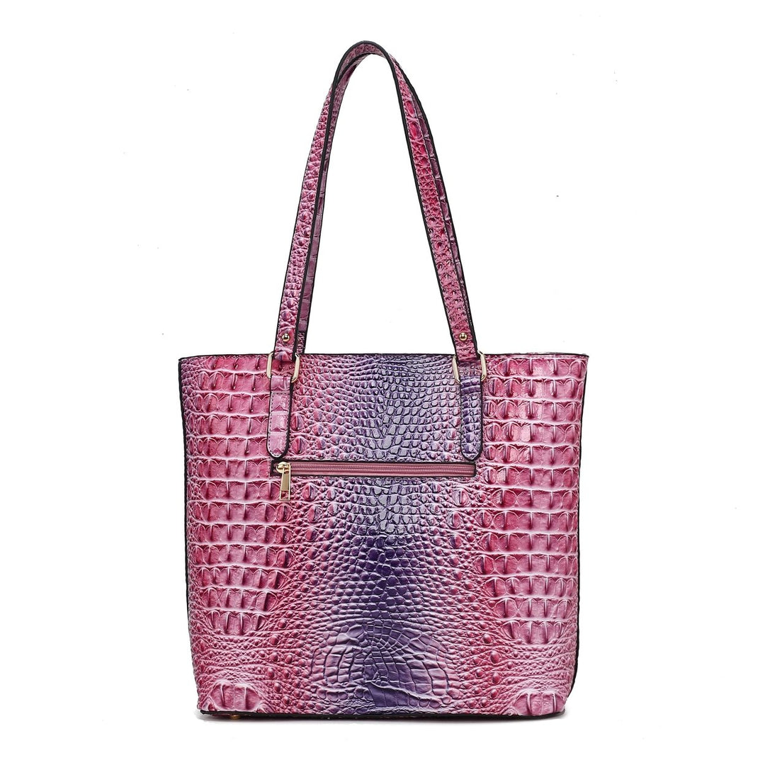 MKFCollection Piper Gradient Croc Tote Bag - Vegan Leather Designer Handbag Image 3