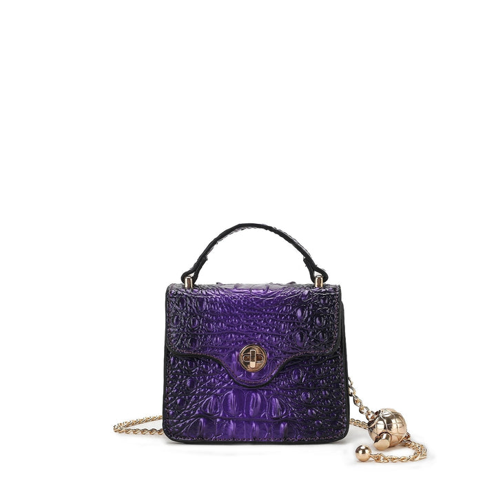 MKFCollection Luxe Croc-Embossed Mini Satchel - Vegan Leather Designer Handbag Image 1