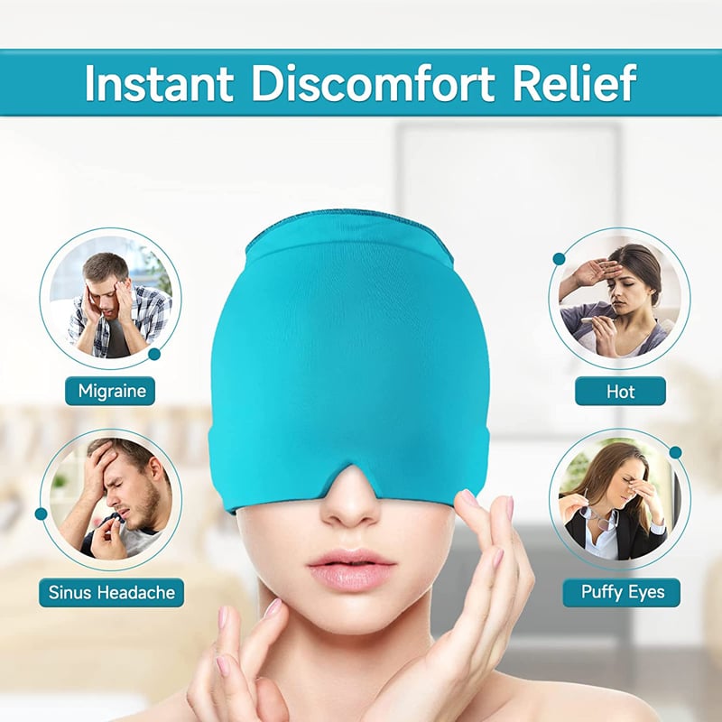 Form Fitting Gel Ice Headache Migraine Relief Hat Cold Compress Therapy Cap Ice Head Wrap Pack Mask for Tension Sinus Image 7