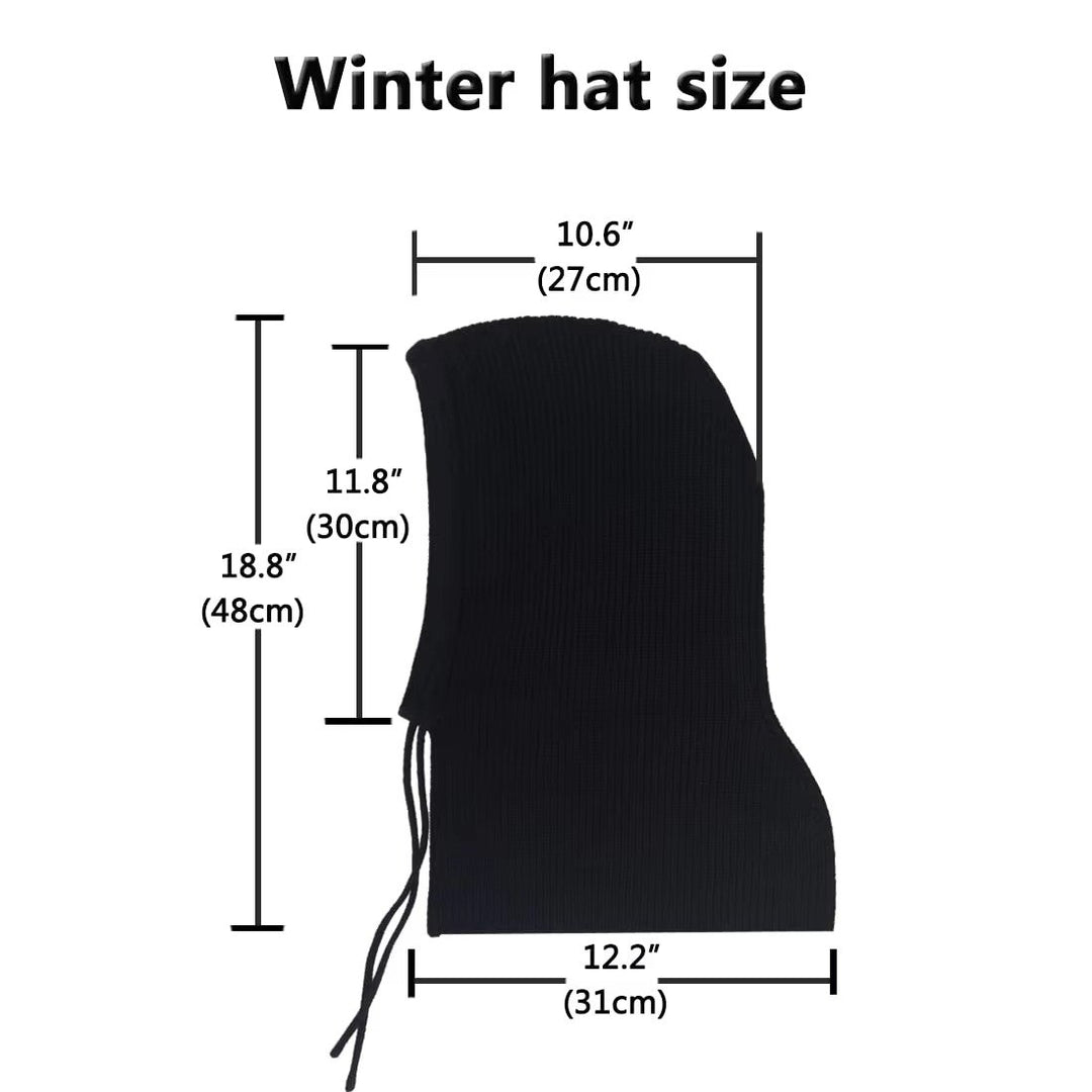 Cashmere Knitted Hooded Hat Women Winter Neck Cover Balaclava Skullies Beanies Image 4