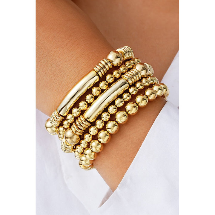 Gold Layered Elastic Bracelet Set Image 1