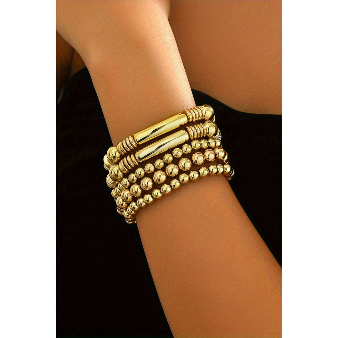 Gold Layered Elastic Bracelet Set Image 3