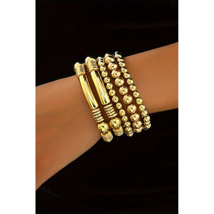 Gold Layered Elastic Bracelet Set Image 4