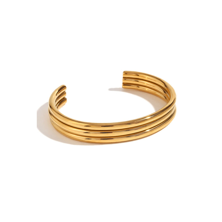 Gold Three Layered Notched Design Bangle Image 4