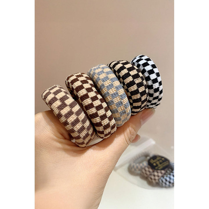 Checkered Print Nylon Elastic Hair Tie Image 1