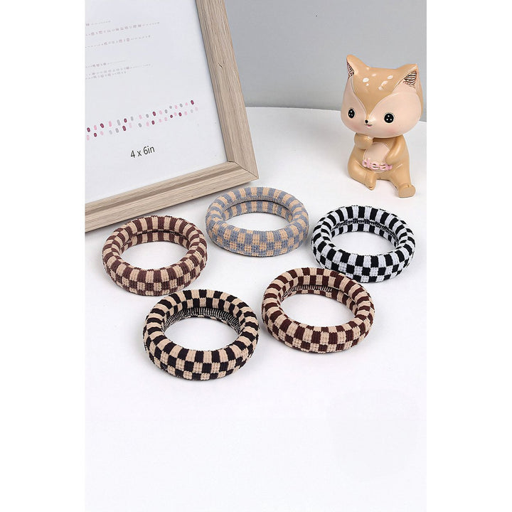 Checkered Print Nylon Elastic Hair Tie Image 3