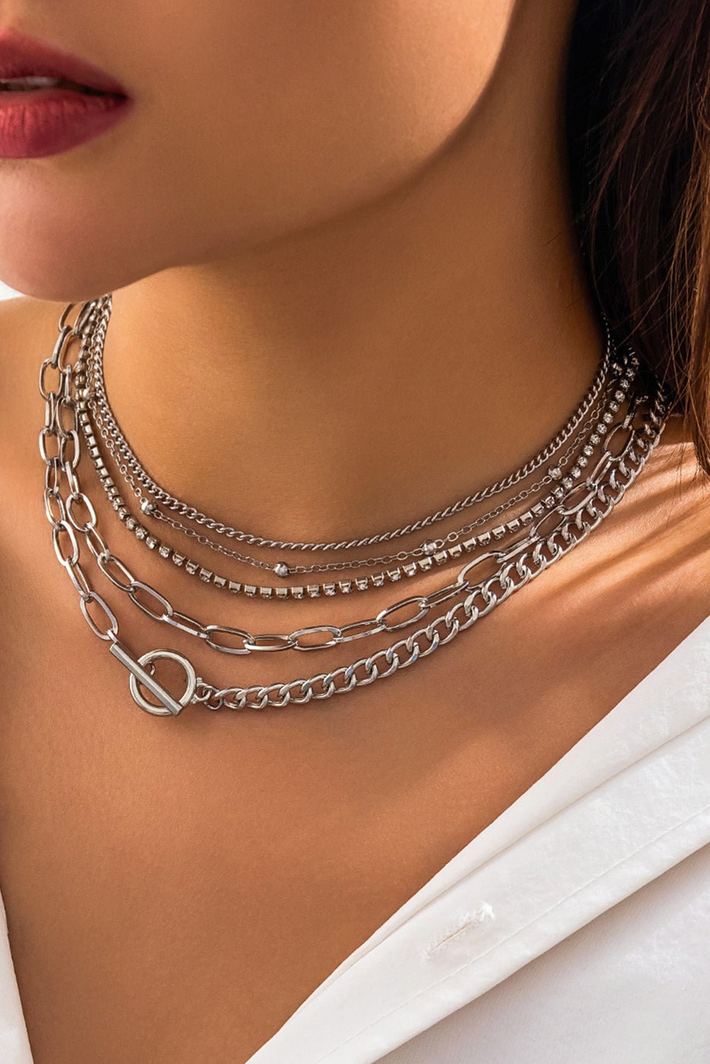 5pcs Layered Chain Collarbone Necklaces Set Image 3