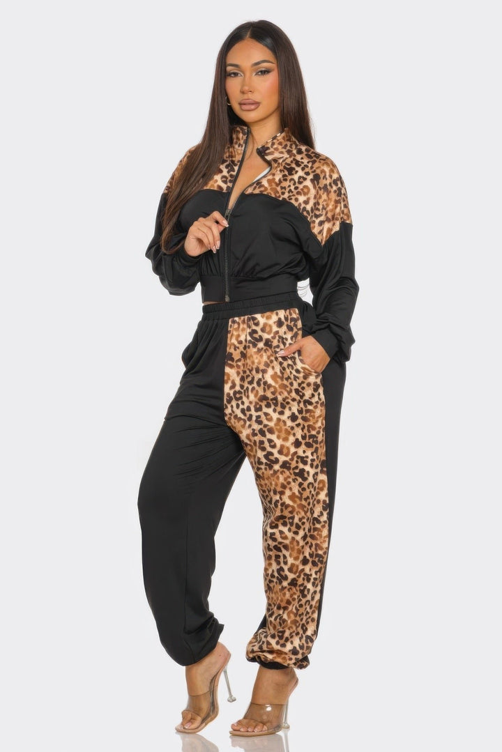 Animal Print Jogger Set Image 2