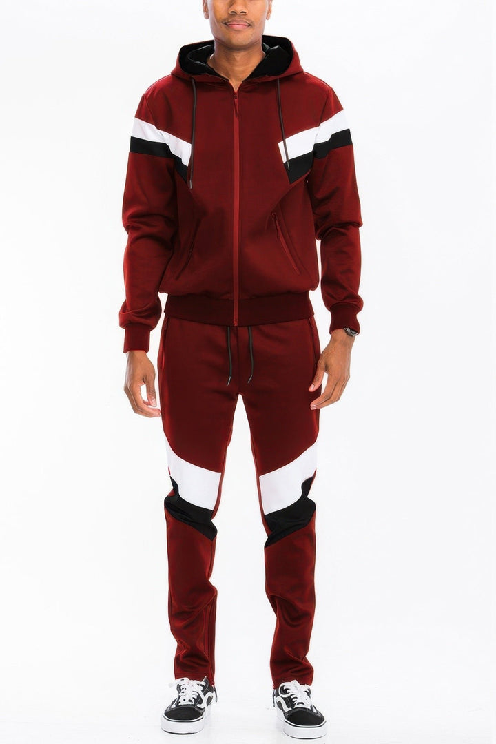 Chevron Stripe Full Zip Track Suit Image 6