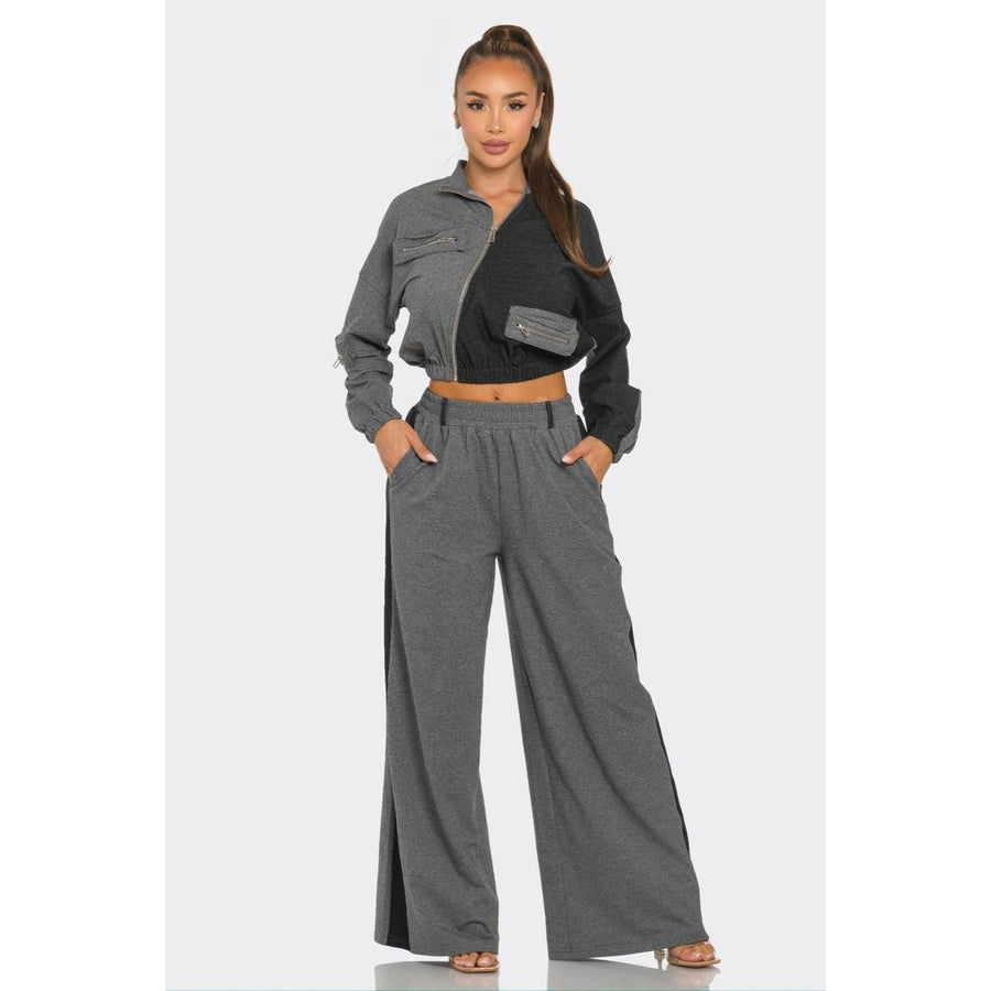 Color Block Pants Set Image 1