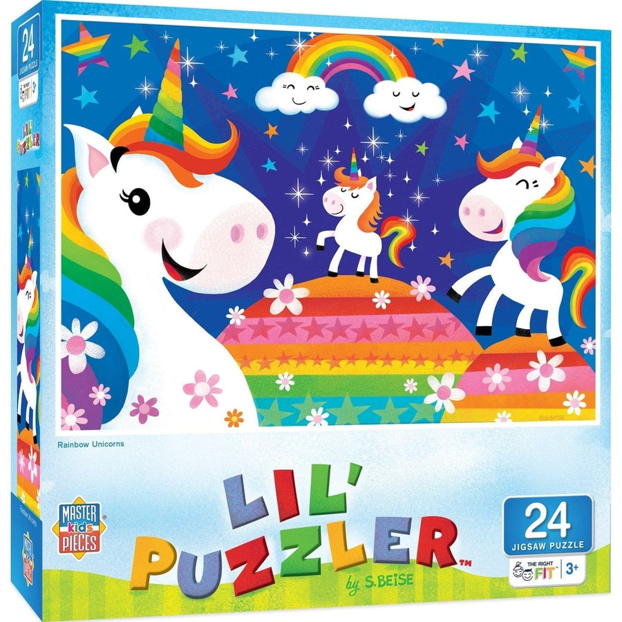 Lil Puzzler Rainbow Unicorns 24 Piece Jigsaw Puzzle for Kids Ages 3+ 19x14 inch Image 1