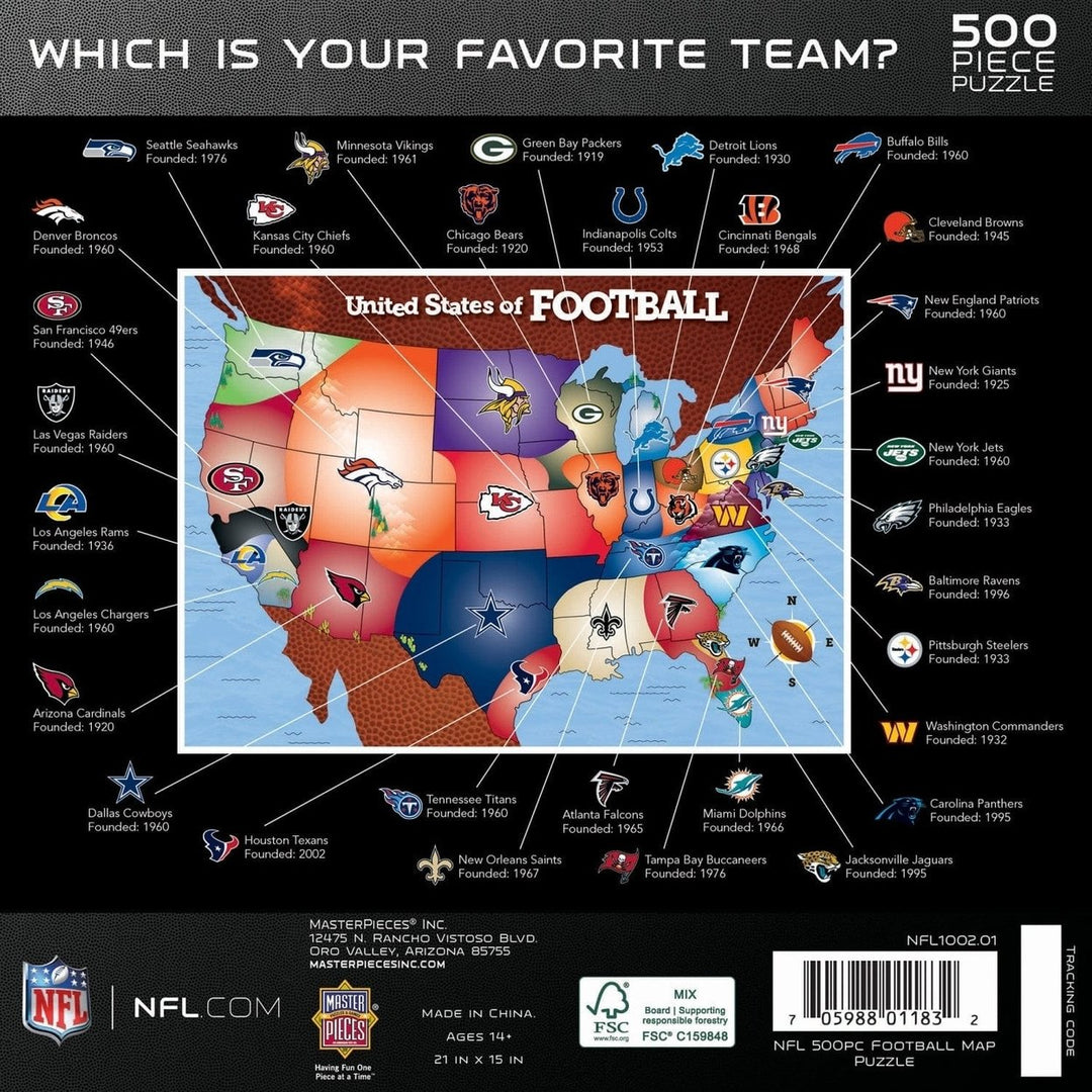 NFL - League Map 500 Piece Jigsaw Puzzle Image 3