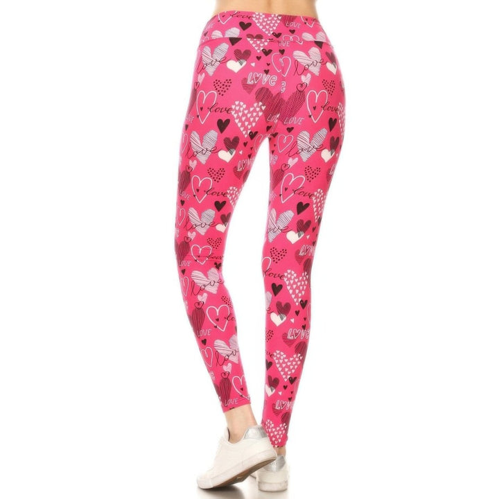 Heart Prints Printed High Waisted Leggings Image 3