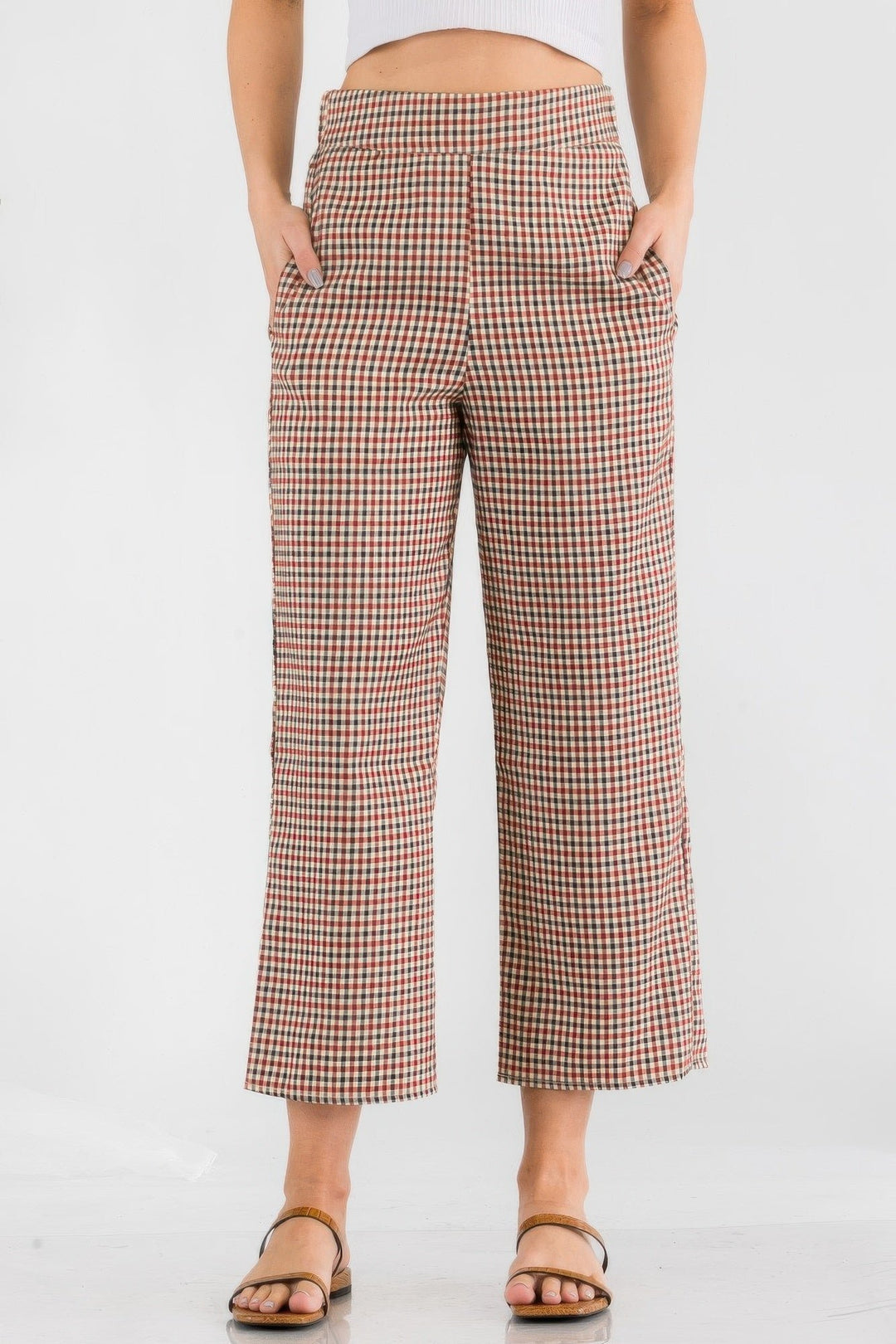 Gingham High Waist Pants Image 1