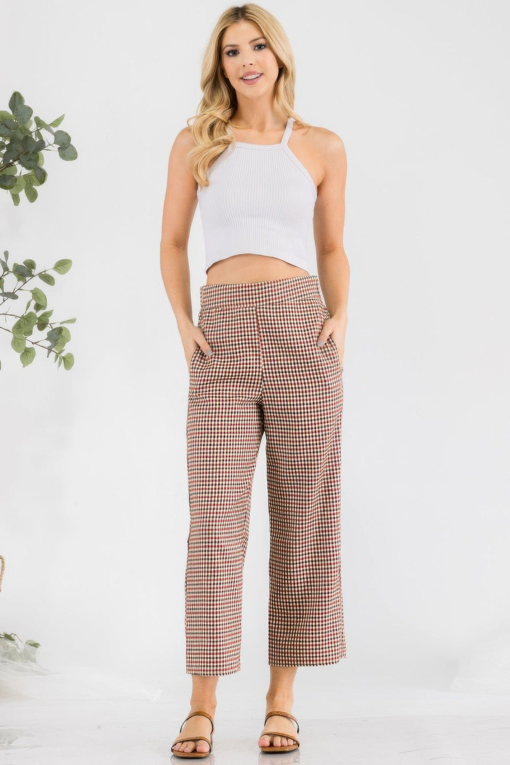 Gingham High Waist Pants Image 2