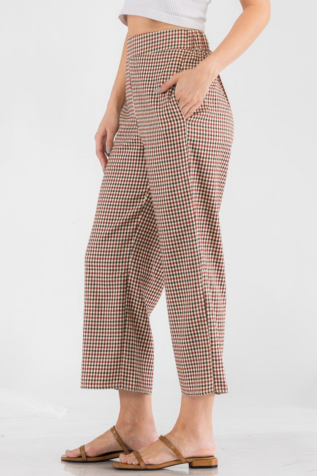 Gingham High Waist Pants Image 3