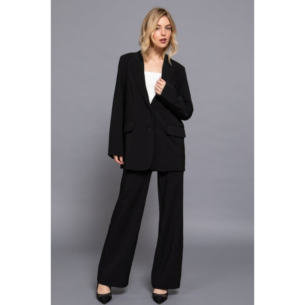 Long slv front button closure blazer Image 2