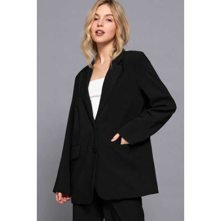 Long slv front button closure blazer Image 4