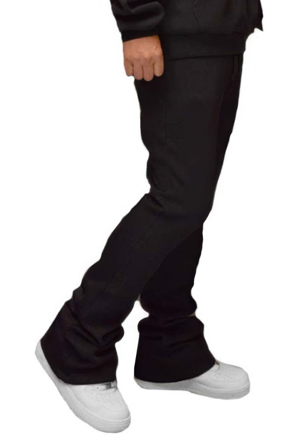 Mens Solid Stacked Flared Sweat Pants Image 2