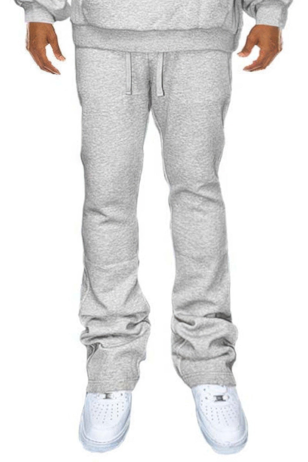 Mens Solid Stacked Flared Sweat Pants Image 6