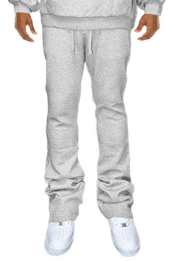 Mens Solid Stacked Flared Sweat Pants Image 6