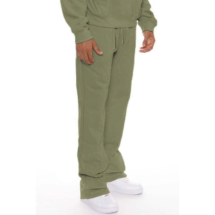 Mens Solid Stacked Flared Sweat Pants Image 8