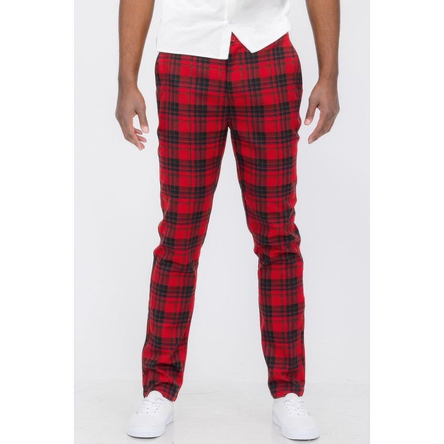 Mens Plaid Trouser Pants Image 1