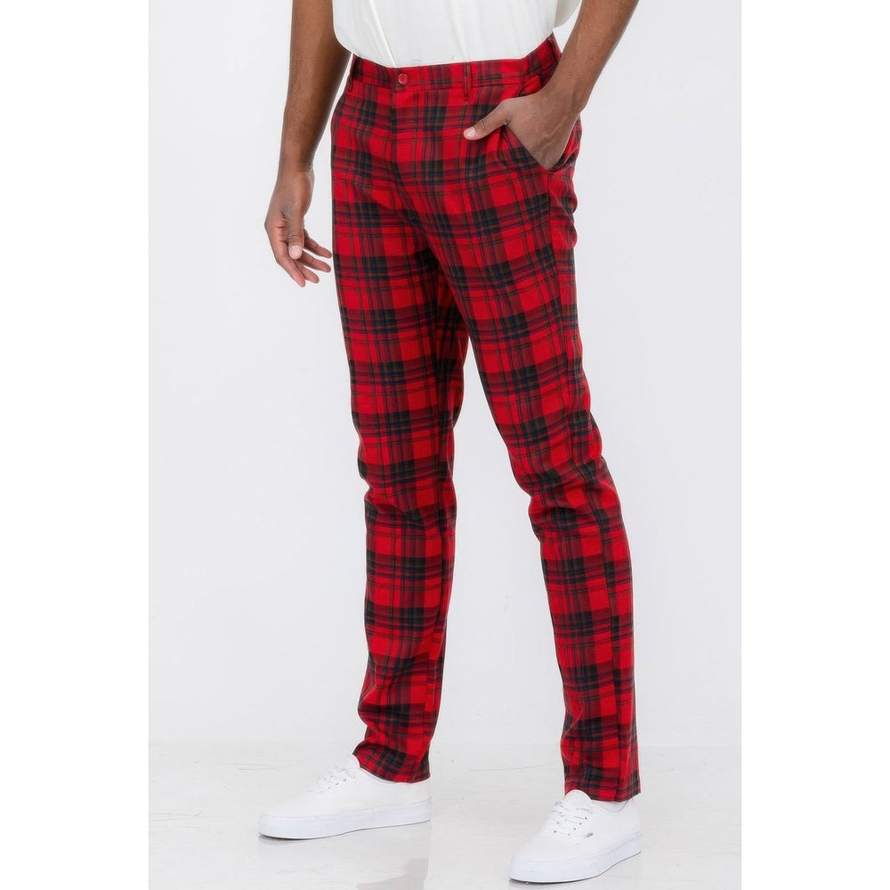 Mens Plaid Trouser Pants Image 2