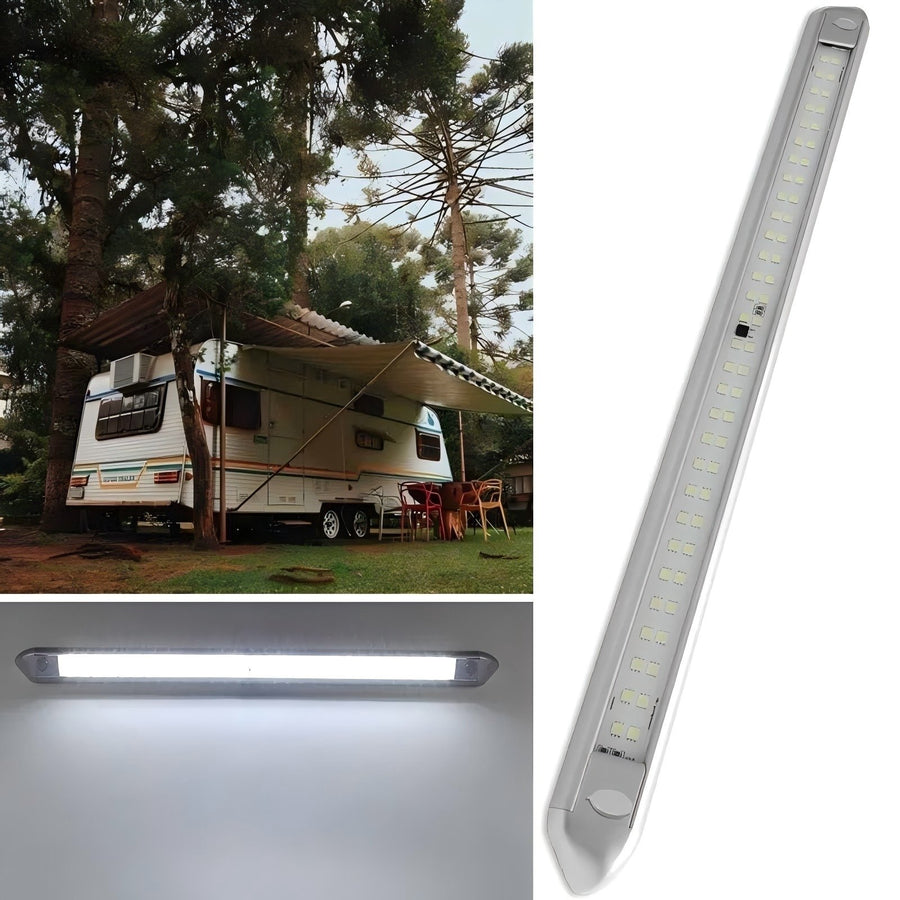 12V Waterproof LED Awning Light Bar 21.65 Inch Cool White Silver for RV Camp Image 1