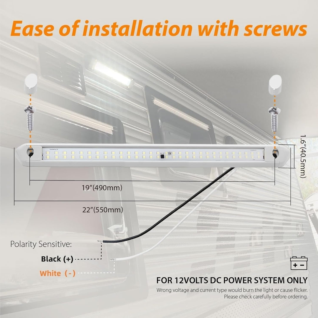 12V LED Light 21.65inch Cool White Utility Fixture Waterproof for RV Trailer Image 7