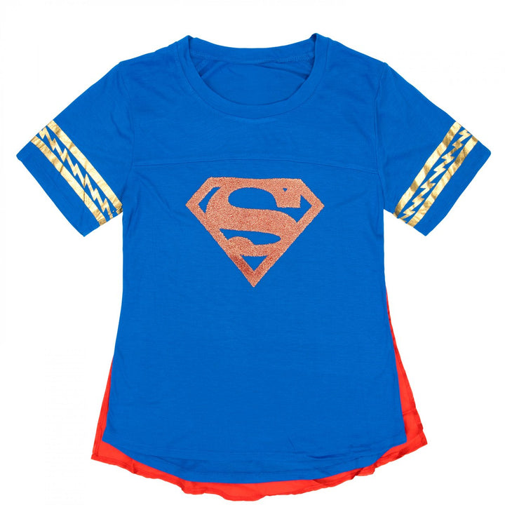 Supergirl Symbol with Cape Womens T-Shirt Image 1