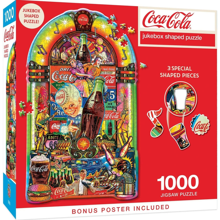 Coca-Cola Jukebox 1000 Piece Shaped Jigsaw Puzzle Recycled Material Retro Design Image 1