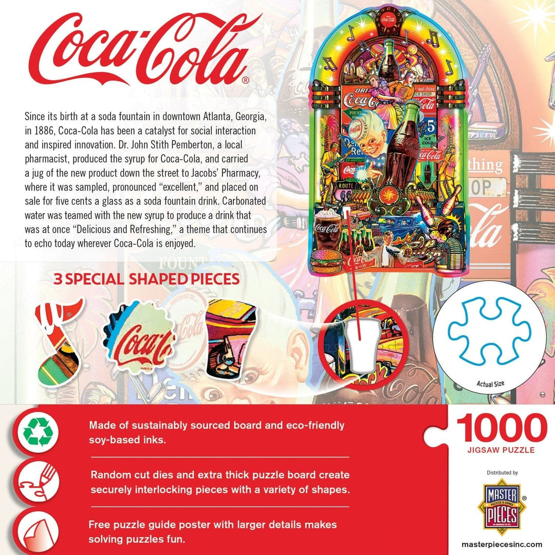 Coca-Cola Jukebox 1000 Piece Shaped Jigsaw Puzzle Recycled Material Retro Design Image 3