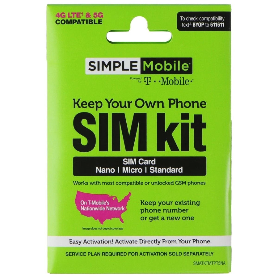 Simple Mobile T-Mobile SIM Card Kit for Smartphones (Nano/Micro/Standard) Image 1