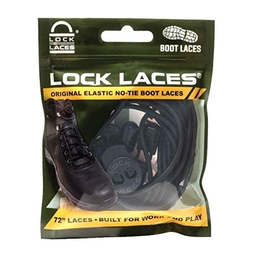 LOCK LACES for Boots (1 Pair) Premium Heavy Duty Elastic No Tie Boot Laces for Boots and Shoes (Black) ONE SIZE BLACK Image 3