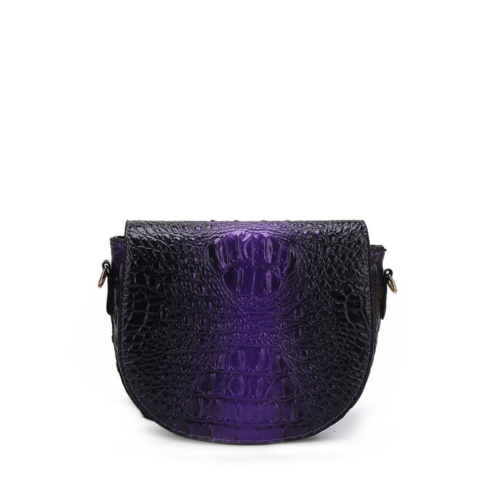 MKFCollection Amalia Croc-Embossed Crossbody Bag Vegan Leather Designer Handbag Image 1