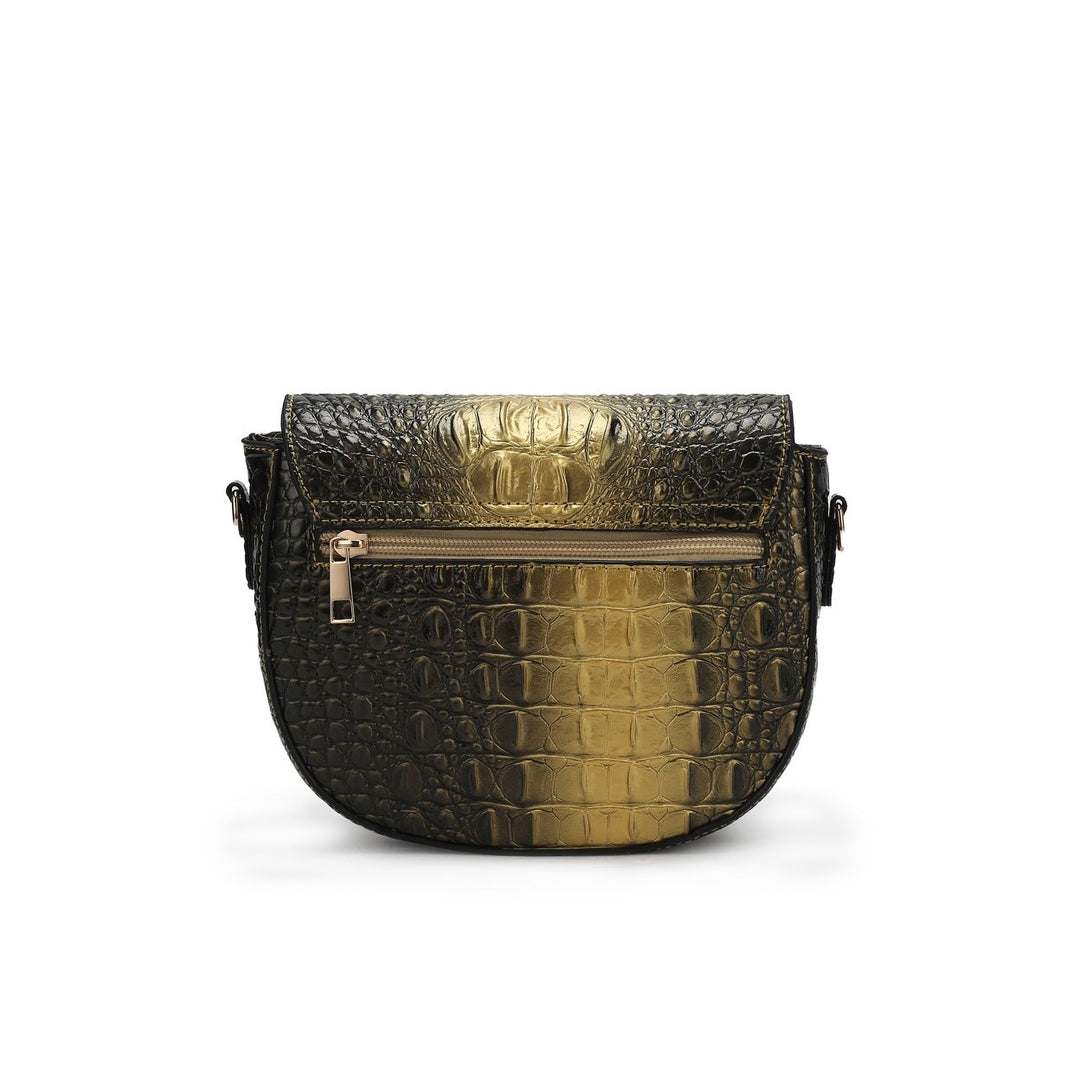 MKFCollection Amalia Croc-Embossed Crossbody Bag Vegan Leather Designer Handbag Image 3