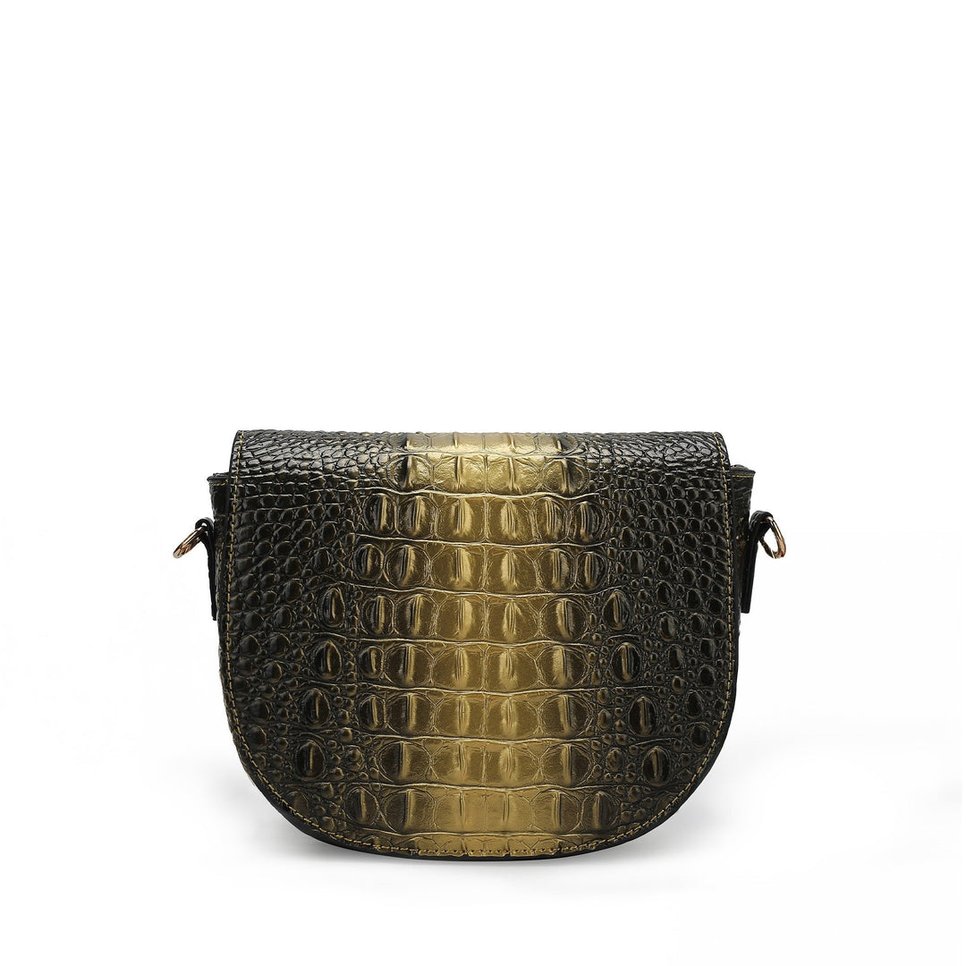 MKFCollection Amalia Croc-Embossed Crossbody Bag Vegan Leather Designer Handbag Image 1