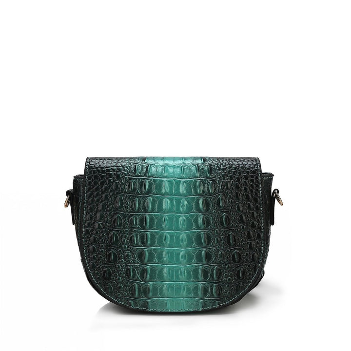 MKFCollection Amalia Croc-Embossed Crossbody Bag Vegan Leather Designer Handbag Image 9