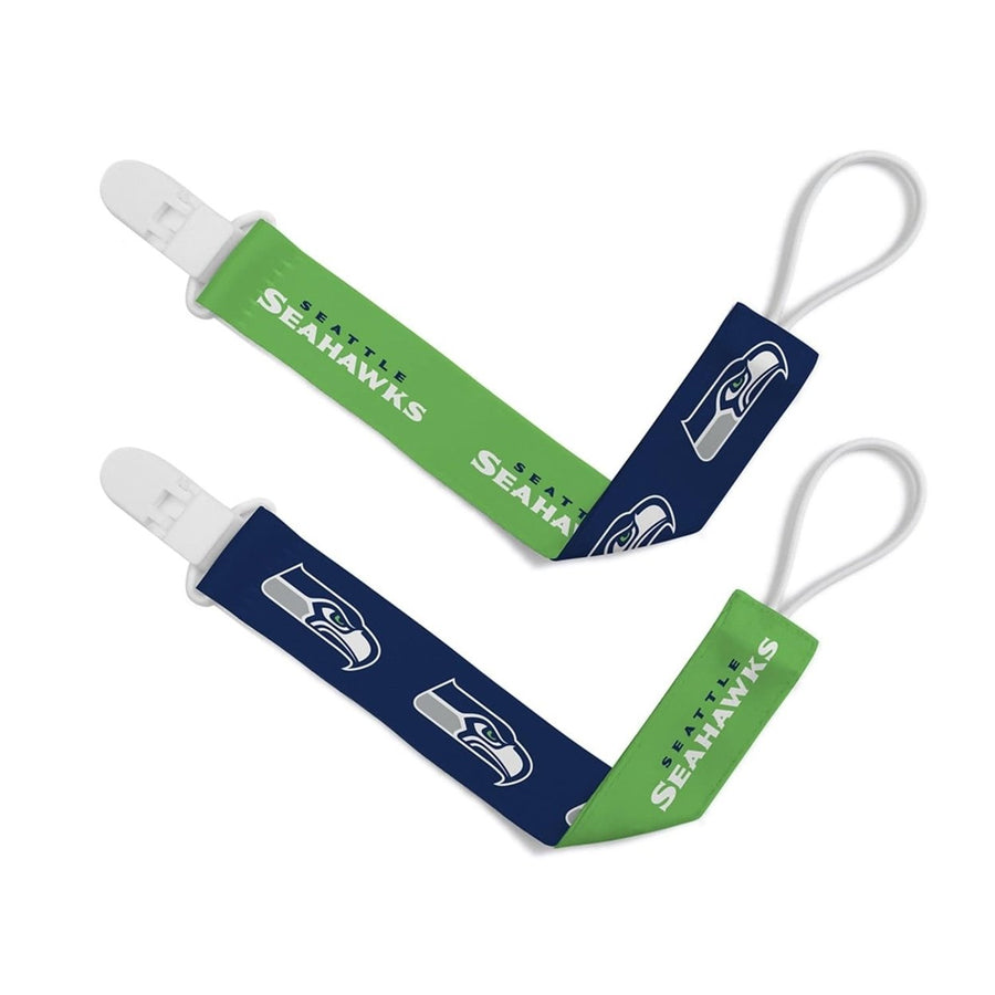 Seattle Seahawks Pacifier Clip 2-Pack NFL Team Colors High Grip Clips Image 1