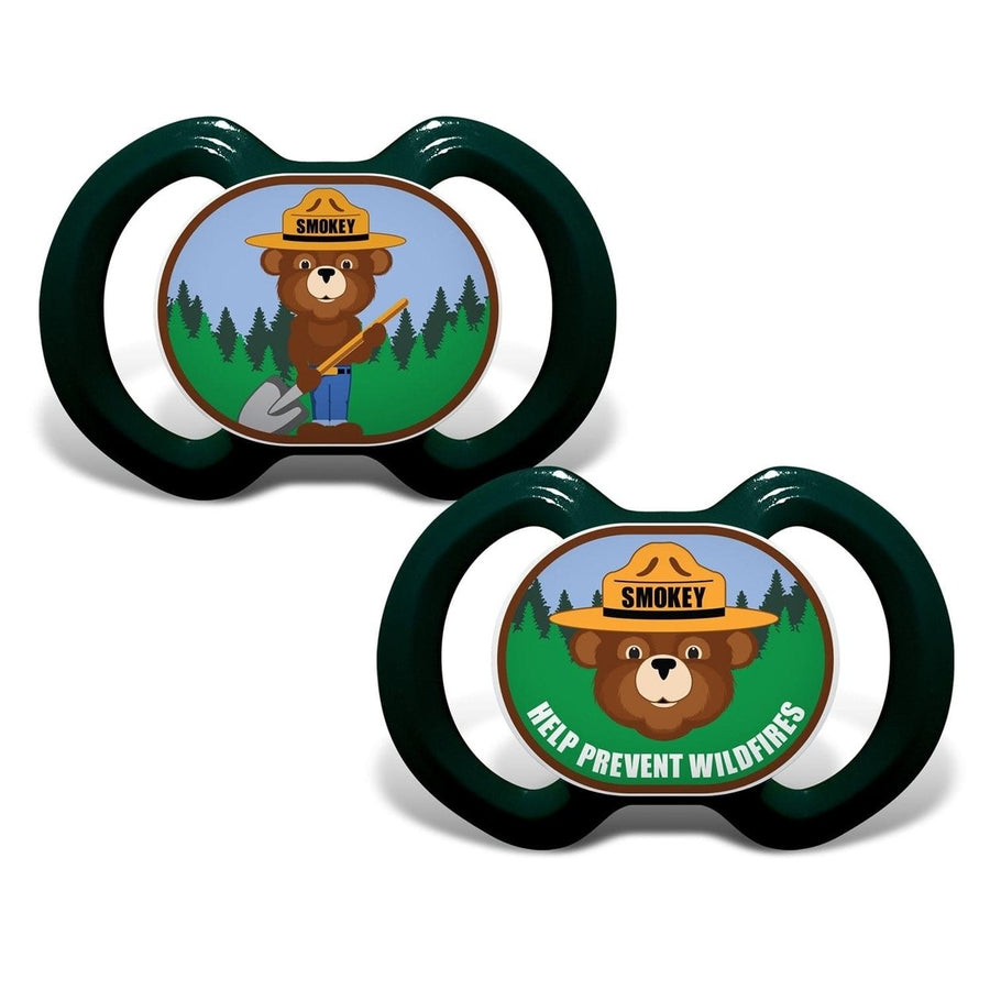 Smokey Bear Pacifier 2-Pack Orthodontic Silicone BPA-Free Infant Soothe Image 1