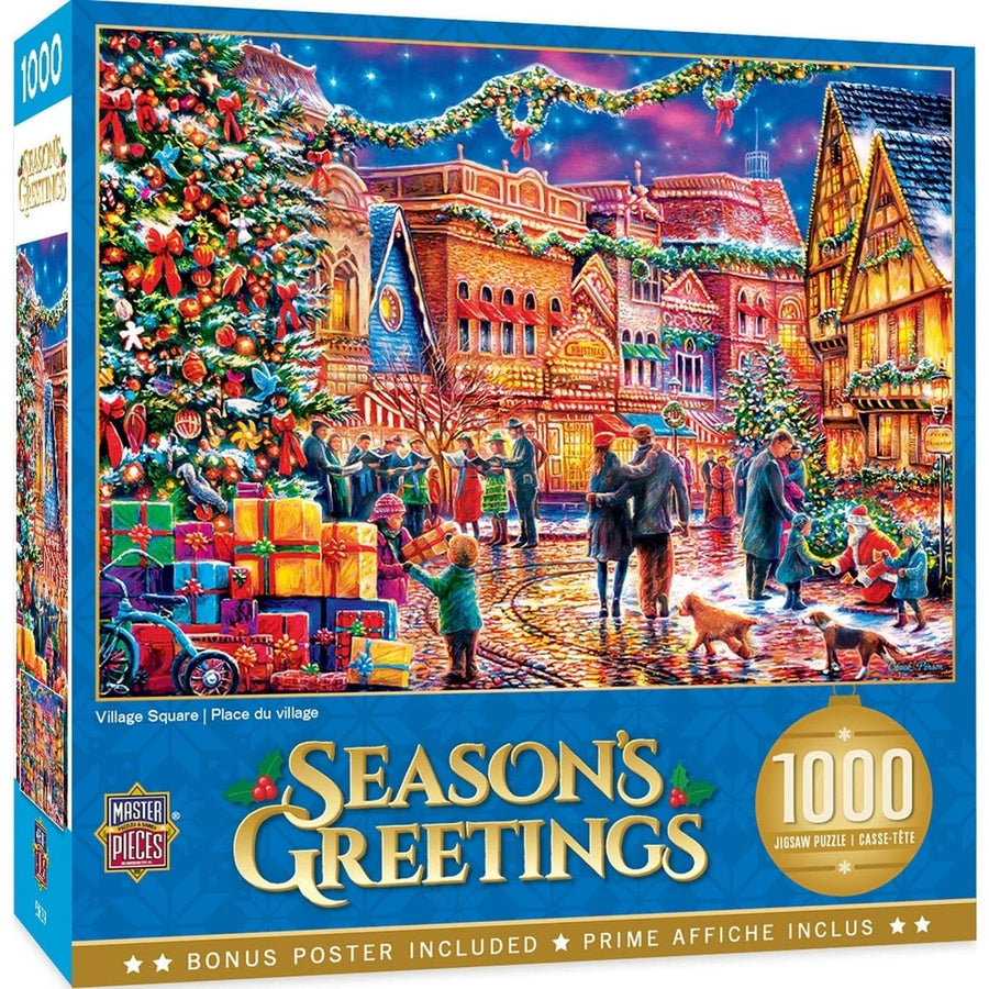 Seasons Greetings - Village Square 1000 Piece Jigsaw Puzzle Image 1