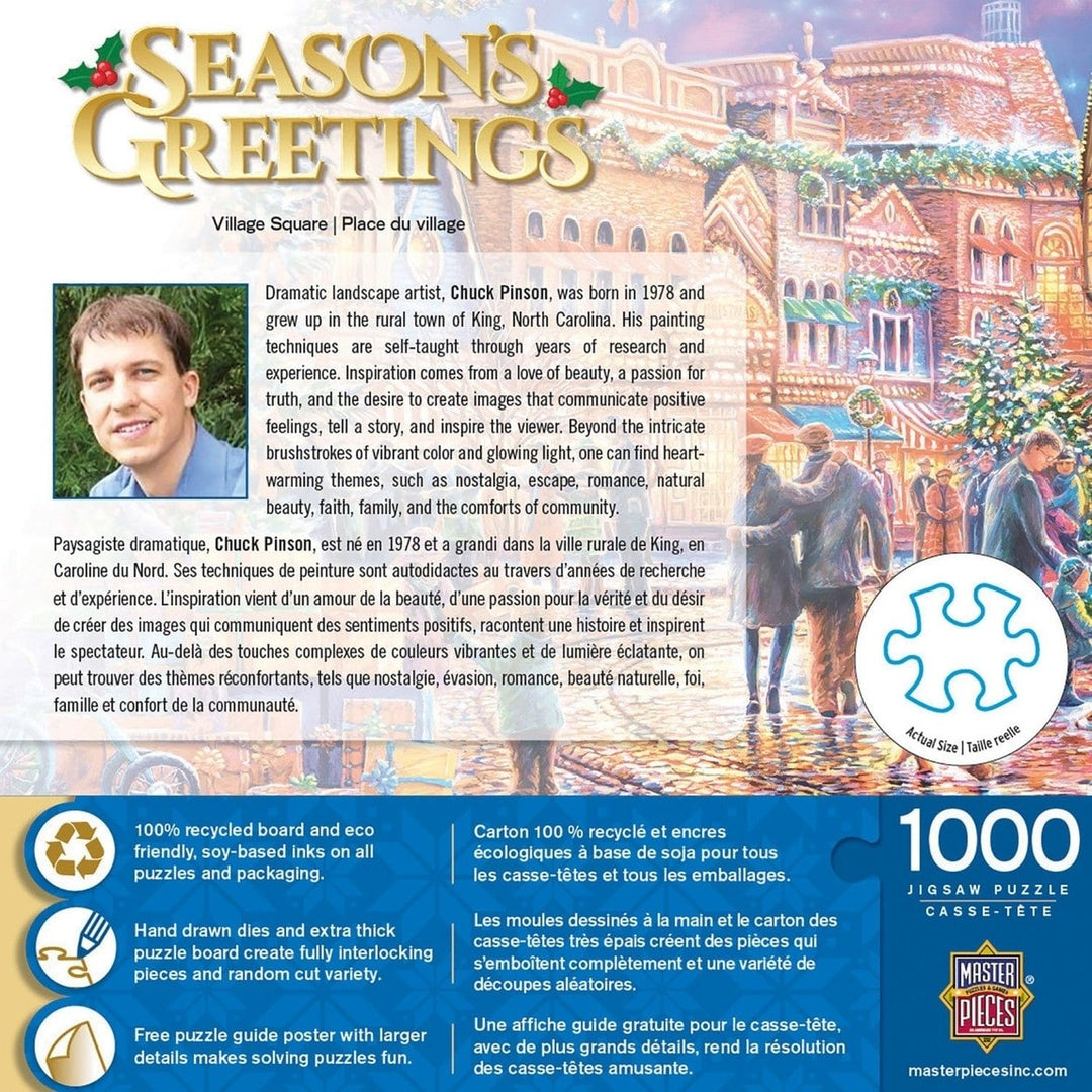 Seasons Greetings - Village Square 1000 Piece Jigsaw Puzzle Image 3